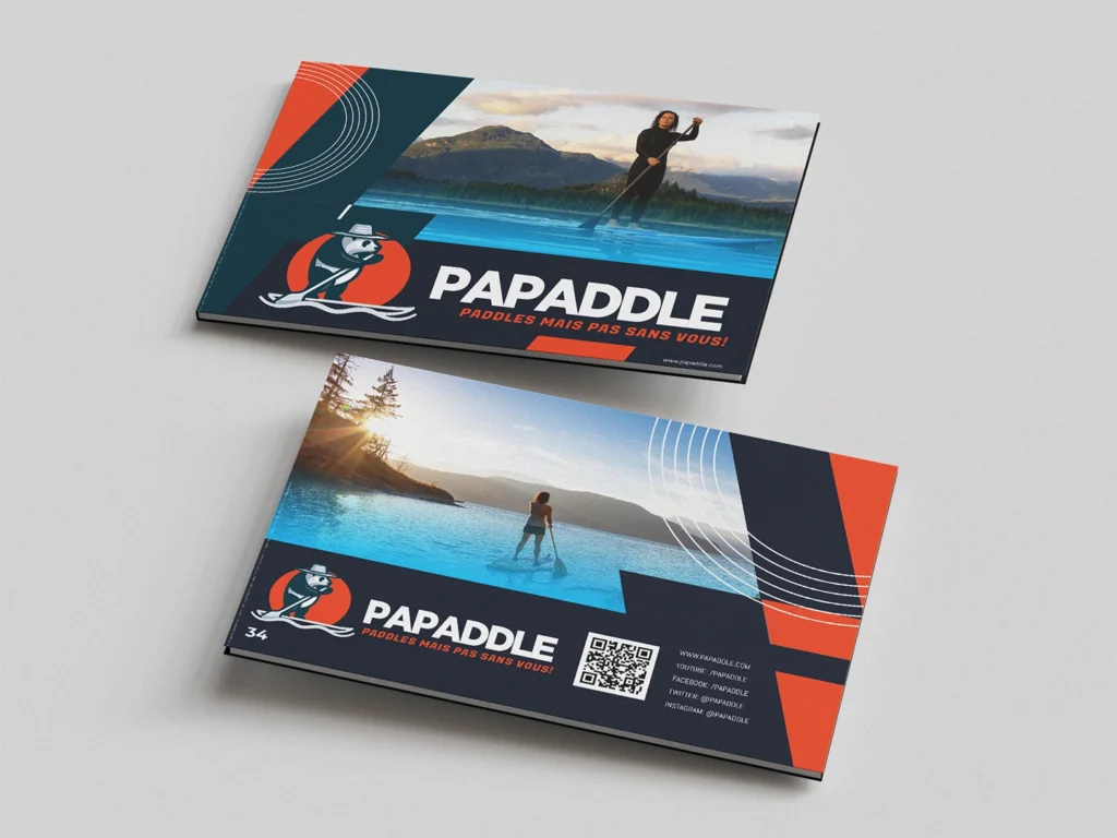 Mockup de la couverture d'une brochure marketing présentant l'identité visuelle du projet.
