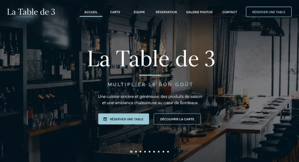 Mockup du site la table de 3 intégré par Anouchka Albano, designer UI