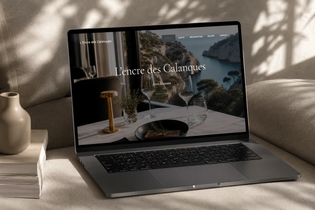 Mockup de la refonte du site web L'Encre des Calanques réalisée par Anoucka Albano